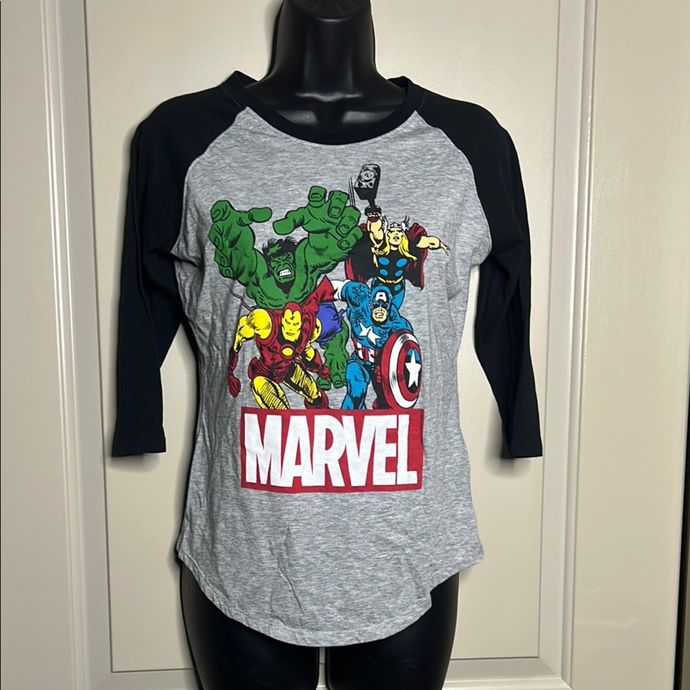 Marvel Graphic Raglan Tee Gray and Black